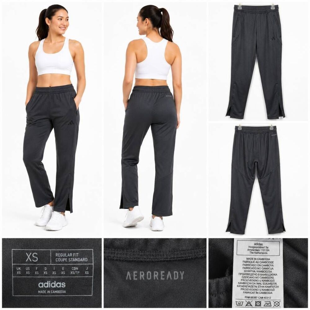 Adidas AEROREADY Track Pants XS Black Zip Ankle Athletic